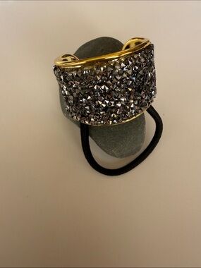 Crystal Pavé Gold-Tone Hair Cuff with Elastic